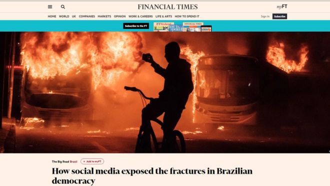 Eleição movida por debate 'tóxico' nas redes sociais expõe 'fraturas' na democracia brasileira, diz Financial Times