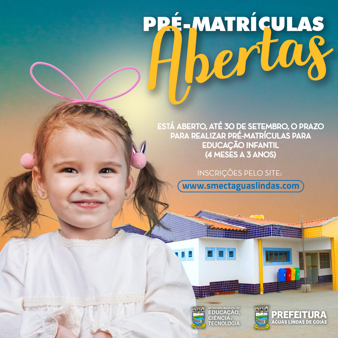 Utilidade Pública – Está aberto, até 30 de setembro, o prazo para realizar pré-matrícula para Educação Infantil