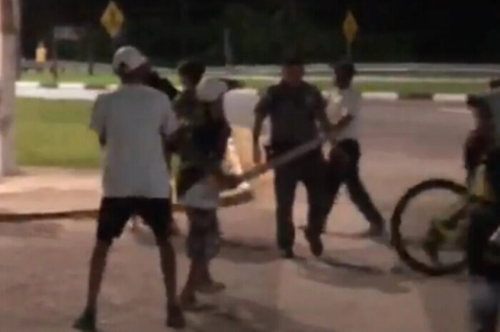 PM fardado é agredido após urinar em rua no litoral de SP